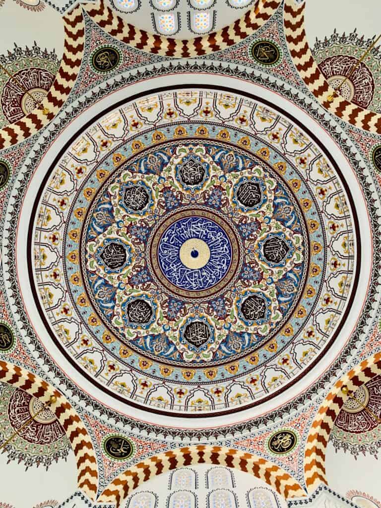 Geometric pattern ceiling of a mosque
